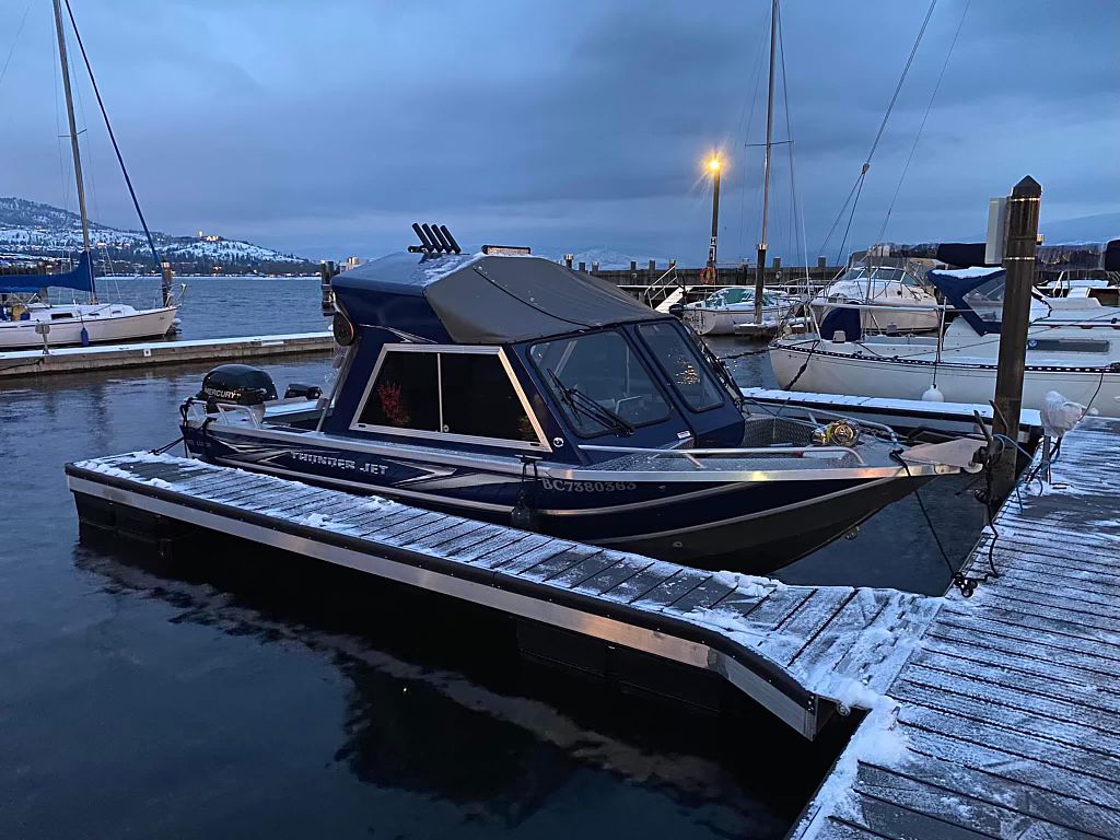 The Okanagan Bucktail Co. boat at the West Kelowna dock