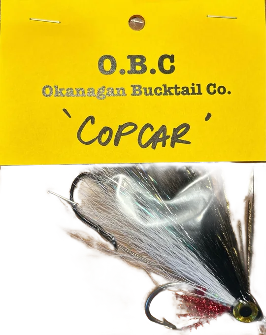 The O.B.C Cop Car bucktail, hand-tied and carded